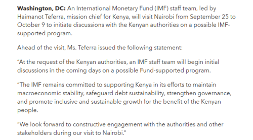 Press release by the IMF. PHOTO/Screengrab by People Daily Digital