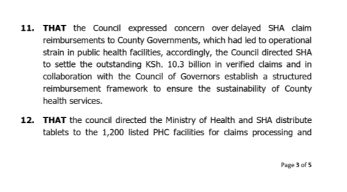 Part of the press release by the Council of Governors. PHOTO/Screengrab by People Daily Digital