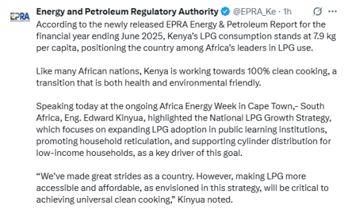 X post by EPRA. PHOTO/Screengrab by People Daily Digital