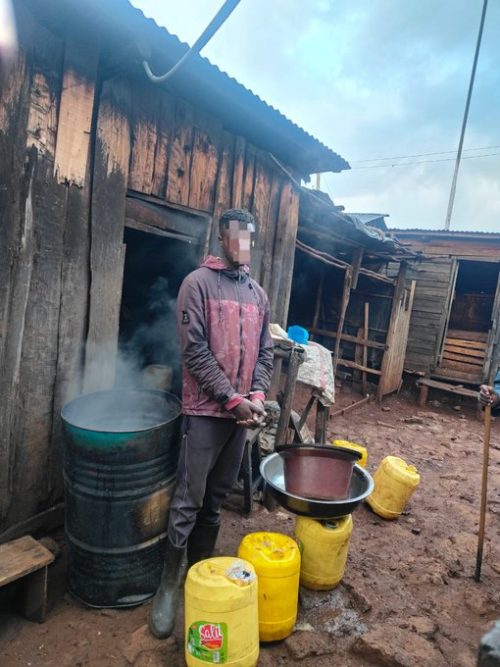 A person of interest apprehended in the Baringo war against illicit brew on Friday, September 26, 2025. PHOTO/@NPSOfficial_KE/X