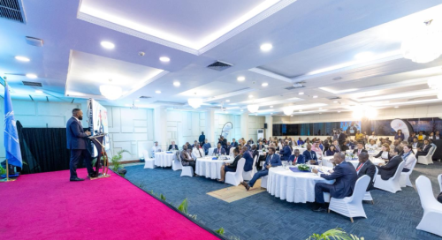 Cabinet Secretary for Mining, Blue Economy & Maritime Affairs, Hassan Joho, speaks during the launch of Kenya's re-election bid for the 2026-2027 IMO seat. PHOTO/@ForeignOfficeKE/X