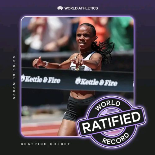 World Athletics has ratified Kenya's Beatrice Chebet's Wanda Diamond League's record set this year in the United States of America. PHOTO/@WorldAthletics