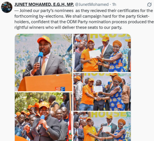X statement of  Junet Mohamed ODM candidates on Tuesday, September 30, 2025. PHOTO/Screen grab by People Daily Digital /@JunetMohamed/X 
