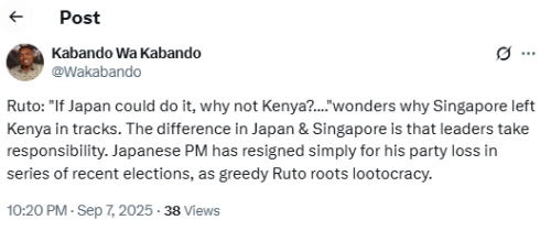 A screenshot of the statement by Kabando wa Kabando. PHOTO/@Wakabando/X