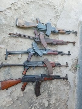 Firearms recovered in disarmament efforts in Kerio Valley on Saturday, September 20, 2025. PHOTO/Screen grab by People Daily Digital/@NPSOfficial_KE/X