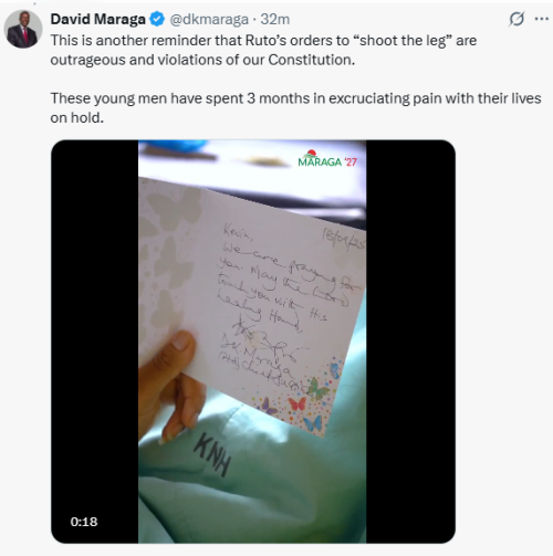 Statement of Former Chief Justice David Maraga as he visited protest victims at the Kenyatta National Hospital on Thursday, September 18, 2025. PHOTO/ Screen grab by People Daily Digital/ @dkmaraga/X