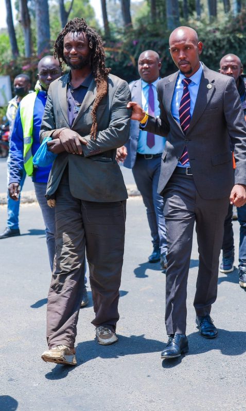 Geoffrey Mosiri with a man he rescued in Nairobi on Wednesday, September 23, 2025. PHOTO/@HonMosiria/X