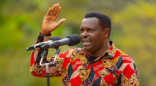 Tharaka Nithi Governor Muthomi Njuki speaks at a past event. PHOTO/https://web.facebook.com/GovernorTNC