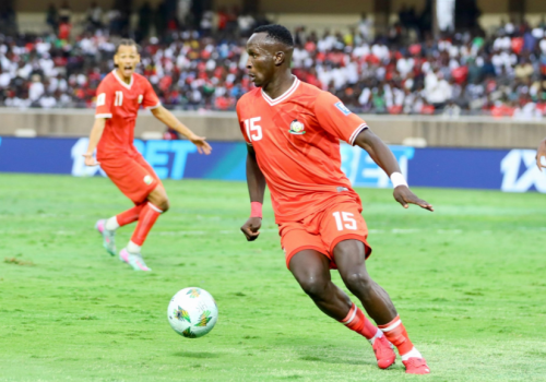 Harambee Stars forward Ryan Ogam in action during the game between Kenya and the Gambia at the Kasarani Stadium on September 5, 2025. PHOTO/@husseinmoha/X