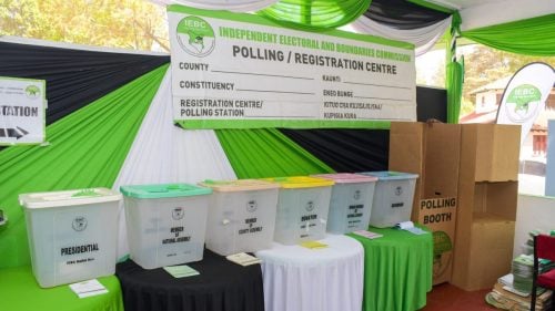 Ballot boxes and polling booths. PHOTO/@IEBCKenya/X