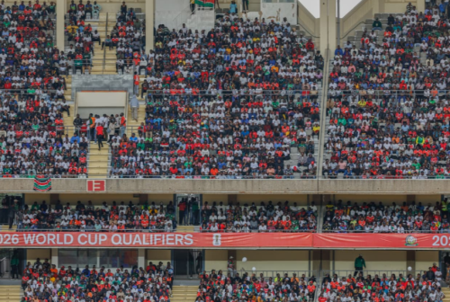 Harambee Stars fans watch the game between Kenya and the Gambia at the Kasarani Stadium on September 5, 2025. PHOTO/@husseinmoha/X