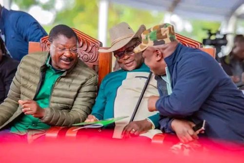 Wetangula, Lusaka and Majimbo in Kabuchai during burial of James Barasa. PHOTO//https://www.facebook.com/photo.php?fbid=1367874992009990&set=pb.100063625064069.-2207520000&type=3