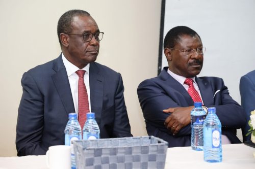 Evans Kidero together with Moses Wetangula during Dalmas Otieno's funeral fundraiser in Nairobi. PHOTO//https://www.facebook.com/photo.php?fbid=1338260120986601&set=pb.100044078784275.-2207520000&type=3