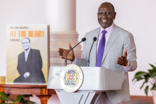 William Ruto speaks during the launch of Marsden Madoka’s book At The Ready at State House. PHOTO/https://www.facebook.com/William Samoei Ruto