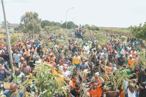 Body of raila odinga arriving at kasarani stadium, PHOTO//Screengrab by People Daily Digital