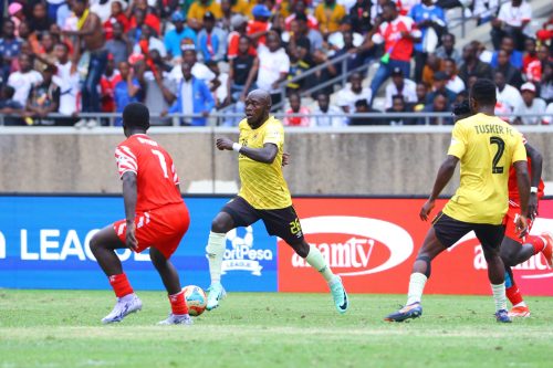 Players in action during the Shabana vs Tusker clash at Kasarani Stadium. PHOTO/@tusker_fc/X