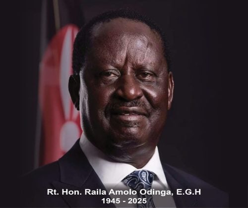 Raila Odinga's official portrait to be used during the mourning period. PHOTO//@MwauraIsaac1/X