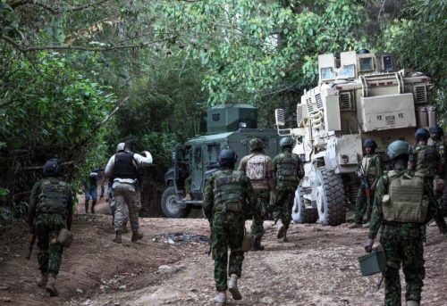 A GSF officers during a targeted patrol aimed at clearing gang-controlled zones in Artibonite. PHOTO/G@GSForceHaiti/X