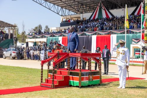 William Ruto during Mashujaa celebrations at Ithookwe Stadium, Kitui County. PHOTO/A screengrab by PD Digital