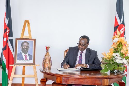Education Cabinet Secretary Julius Migos Ogamba during a briefing with President William Ruto at State House, Nairobi. PHOTO/@WilliamsRuto/X