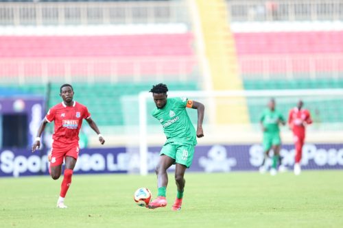 Austin Odhiambo in action during the match against Posta Rangers at Nyayo National Stadium. PHOTO/@OfficialGMFC/X