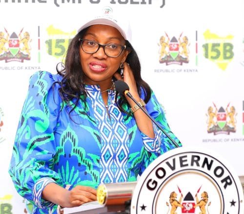 Nakuru Governor Susan Kihika during launch of the Mau Conservation Marathon: PHOTO/facebook.com/SusanWKihika