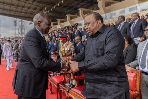 President William Ruto together with former President Uhuru Kenyatta during a past event: PHOTO/facebook.com/williamsamoei