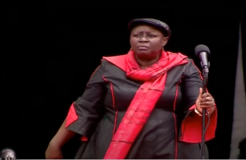 Ruth Odinga's sister speaking during his burial ceremony: PHOTO/Screengrab by People Daily Digital
