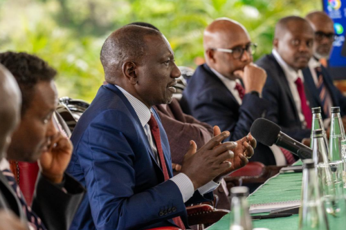 President William Ruto during a meeting with apparel industry stakeholders