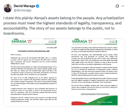 X post by David Maraga. PHOTO/Screengrab by People Daily Digital