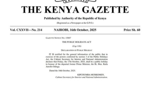 Part of the gazette notice posted on Facebook by Deputy President Kithure Kindiki. PHOTO/ Screengrab by People Daily Digital.
