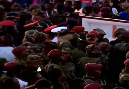Public viewing of Raila Odinga's body at Kasarani. PHOTO//Screengrab By people daily digital