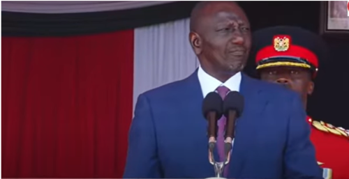 William Ruto during Mashujaa celebrations at Ithookwe Stadium, Kitui County. PHOTO/A screengrab by PD Digital