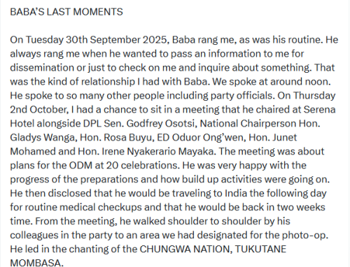 X post by Philip Etale. PHOTO/Screengrab by People Daily Digital