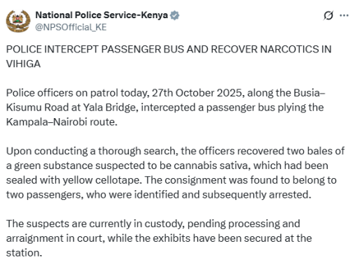 X post by NPS. PHOTO/Screengrab by People Daily Digital