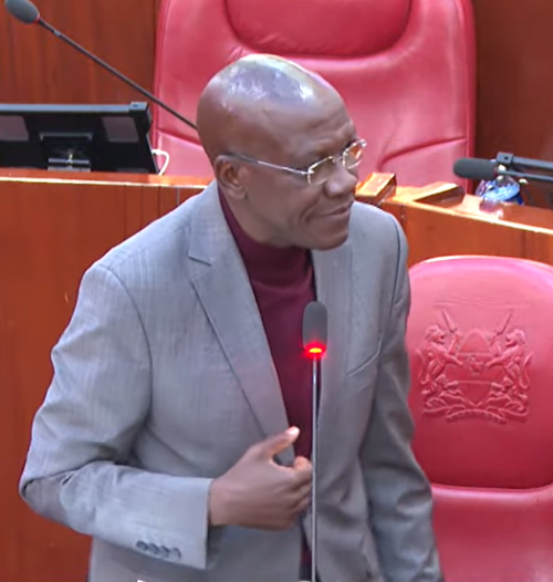 A photo of Boni Khalwale dressed in a turtle neck pullover during a parlimentary sitting. PHOTO//Screengrab by People Daily Digital