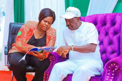 Former prime minister Raila Odinga together with Gladys Wanga during a past event: PHOTO/facebook.com/GladysWanga043