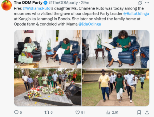 Charlene Ruto with mourners on Tuesday, October 28, 2025 at Opoda farm in Bondo. PHOTO/Screengrab by  People Daily Digital/TheODMparty