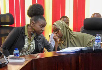 Nominated Senator Crystal Asige (L) appearing before the Standing Committee on Labour and Social Welfare of the Senate on Tuesday, October 28, 2025. PHOTO/@Crystal Asige