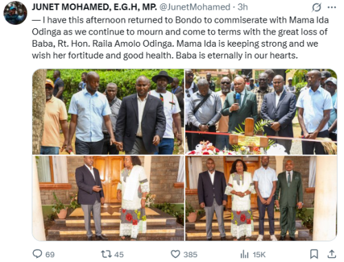 Junet Mohamed at the grave of the late ODM leader Raila Odinga in Bondo on Tuesday, October 28, 2025. PHOTO/@JunetMohamed