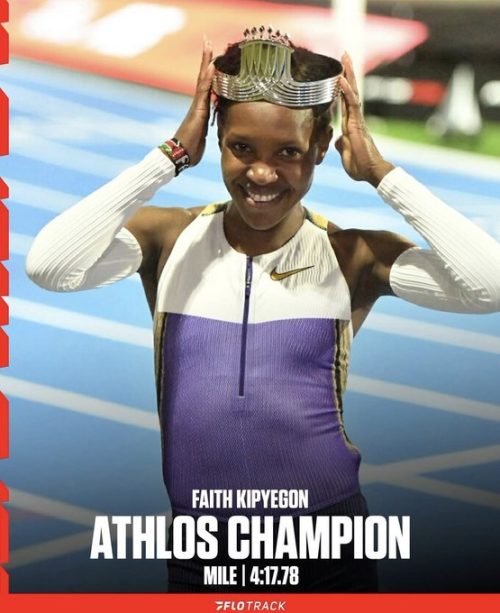 Faith Kipyegon won her 2nd Athlos crown after running the fastest women’s mile ever on U.S. soil, clocking 4:17.78. on Friday night, October 10, 2025 at Icahn Stadium in New York City. PHOTO/@CarolRadull/X