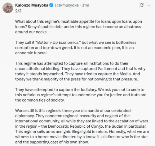 Statement of Kalonzo Musyoka faulting the Kenya Kwanza government for various failures during Wiper Party NDC on Friday, October 10, 2025. PHOTO/Screen grab by People Daily Digital/@skmusyoka