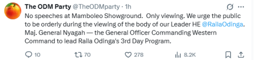 Statement of ODM on speeches at Mamboleo on Saturday, October 18, 2025. PHOTO/Screen grab by People Daily Digital/@The ODMParty
