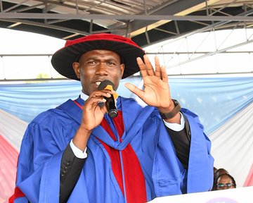 Principal Secretary for Medical Services Ouma Oluga presiding over the 37th Graduation Ceremony of Sister Leonella Consolata Medical College (SLCMC) in Kiganjo, Nyeri County on Friday, October 31, 2025. PHOTO/@MOH_Kenya
