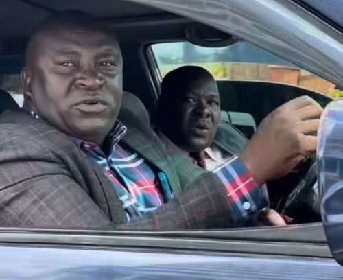 Kibra MP Peter Orero and his driver during their heated road exchange with journalist Larry Madowo. PHOTO/Screengrab by People Daily Digital.