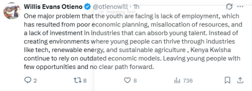 Statement of lawyer Wills Otieno on the youth unemployment crisis on Wednesday, October 29, 2025. PHOTO/Screengrab by People Daily Digital/@otienowill