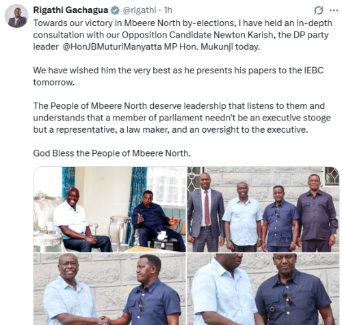 Statement of Rigathi Gachagua after Newton Karish on Tuesday, October 7, 2025 ahead of his IEBC clearance. PHOTO/Screen grab by People Digital/@rigathi/X