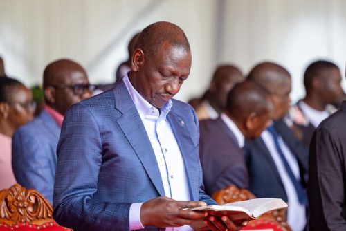 President William Ruto during a past church service: PHOTO/@WilliamsRuto/X