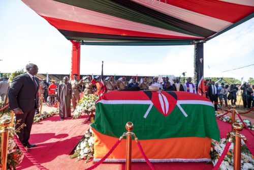 President William Ruto at Raila Odinga's burial on Sunday, October 2025. PHOTO/@gpdkaluma