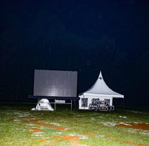 A big screen set up at the Eldoret Sports Club ahead of Raila Odinga's burial slated for Sunday, October 19, 2025. PHOTO/@HonOscarSudi/X